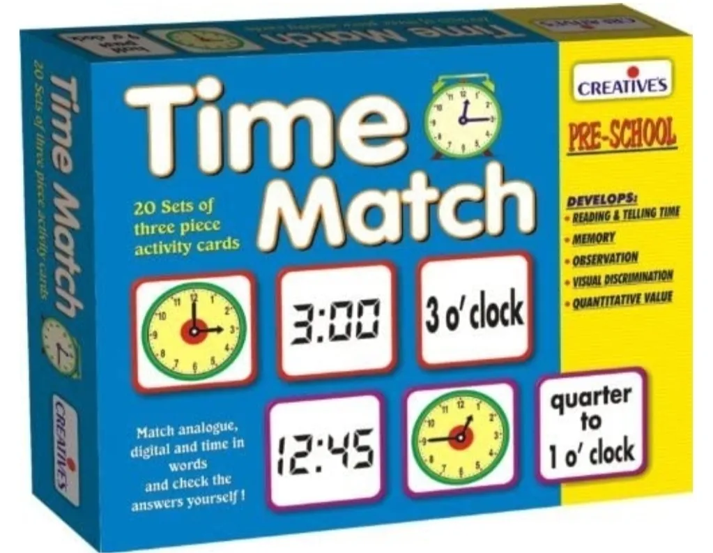Creatives Time Match Card Game Multi Colour Puzzle Pre School